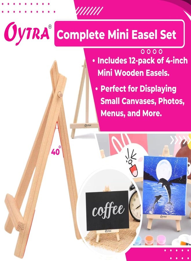Oytra 4 Inch Mini Wooden Easel Stand Set of 12 Tabletop Display Canvas Portable Stands for Art, Painting, Drawing Photos, Menu Card, Banner, Invitation Holder for Artists, Students, Kids or Decorators - Image 4