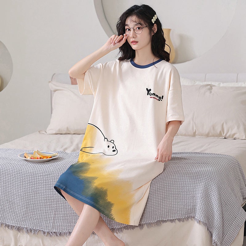 Summer Sweet Cotton-Feel Sleep DressNew Skirt-W6 New Skirt-W6