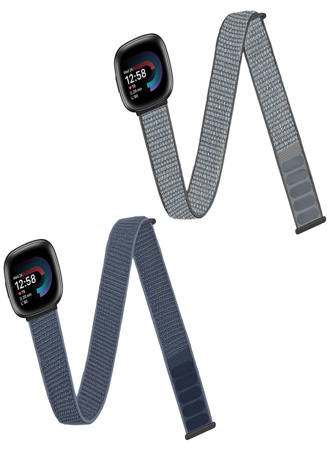 Zspoly Nylon Sport Ankle/Arm Band Compatible with Fitbit Versa 4/Fitbit Versa 3 /Fitbit Sense 2/Fitbit Sense Bands,Elastic Nylon Braided Arm Strap Replacement Ankle band for Women Men - Image 1
