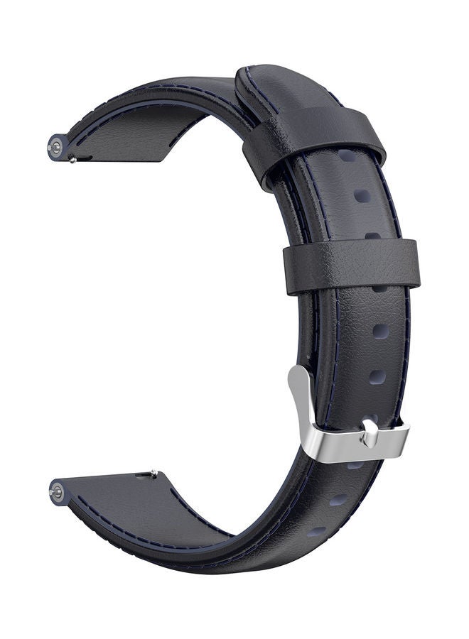NIBEMINENT Oil Wax Leather Replacement Watch Strap For Huawei TalkBand 6 Navy Blue 