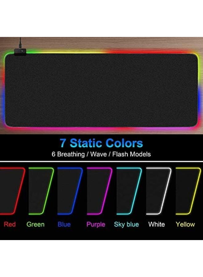 nil Rgb Gaming Mouse Pad Led Light Keyboard Mat Colorful Computer Game Playing Mouse Pads For Pc Laptop 80X30X0.4Cm  - Image 2