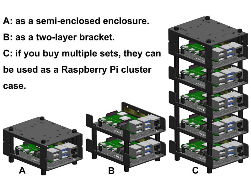 OONO Semi-Enclosed Enclosure Kit for Raspberry Pi BeagleBone Arduino UNO Mega - Image 3
