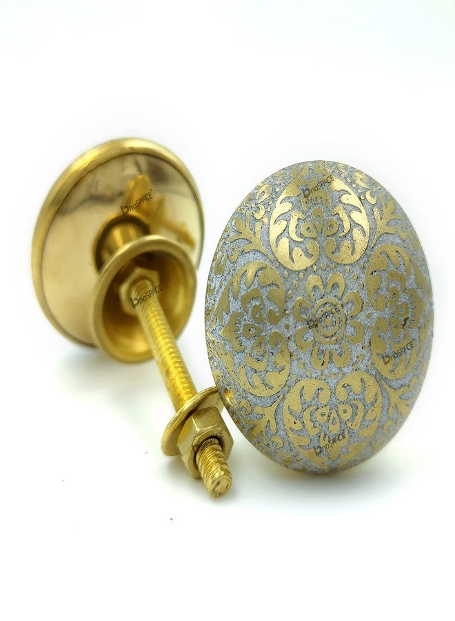 BnoSpace Etched Brass Cabinet Knobs for Cupboard Doors, Drawers, Pulls -Set of 4 - Image 1