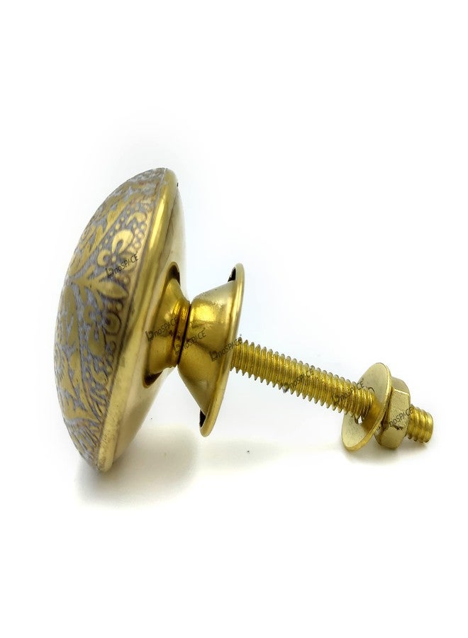 BnoSpace Etched Brass Cabinet Knobs for Cupboard Doors, Drawers, Pulls -Set of 4 - Image 2