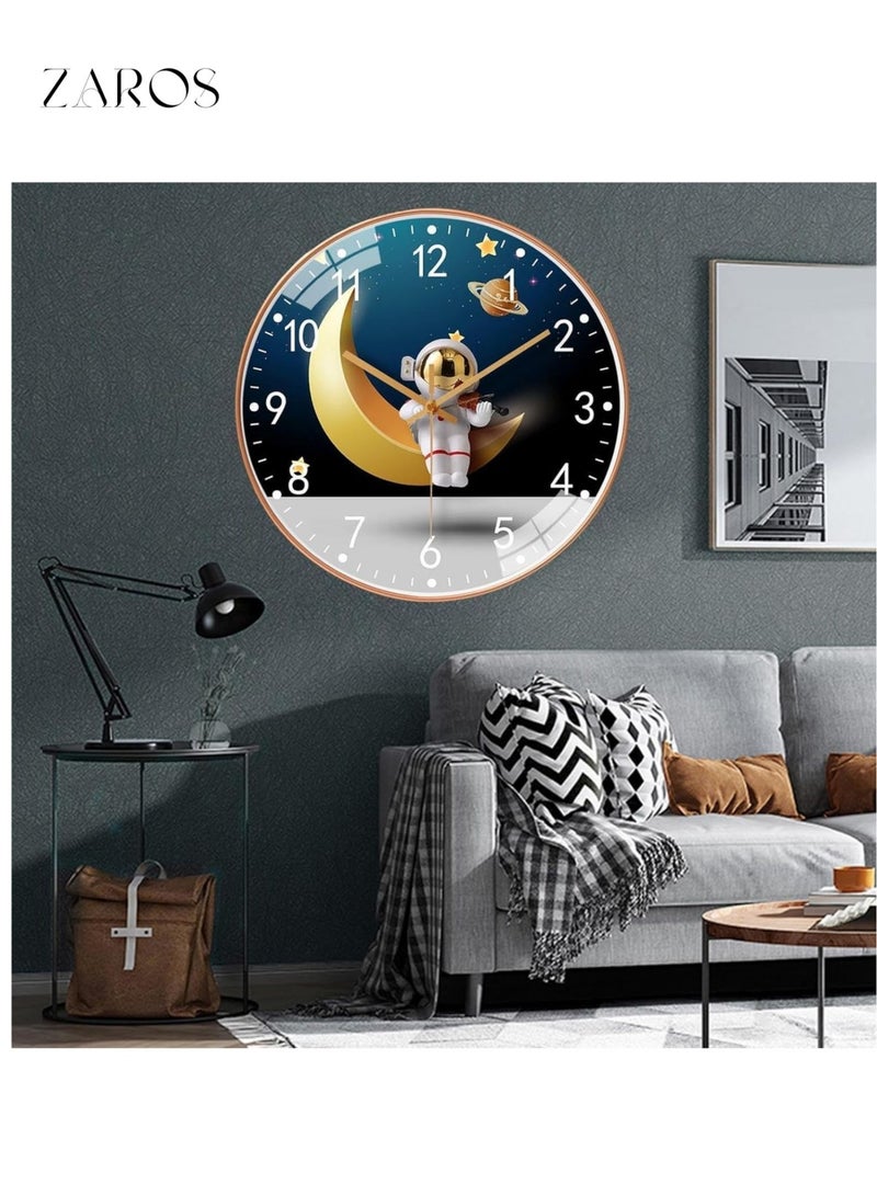 Zaros Quiet Clicking Silent Wall Clock, Exquisite Craft Non-Deforming Sweep Movement, Home ABS Astronaut Wall Clock, Home Décor, non-ticking wall clock - Image 2