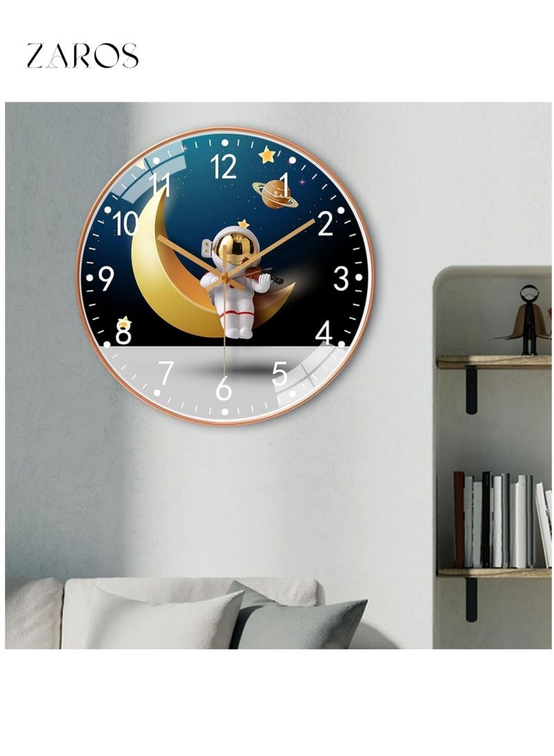 Zaros Quiet Clicking Silent Wall Clock, Exquisite Craft Non-Deforming Sweep Movement, Home ABS Astronaut Wall Clock, Home Décor, non-ticking wall clock - Image 3