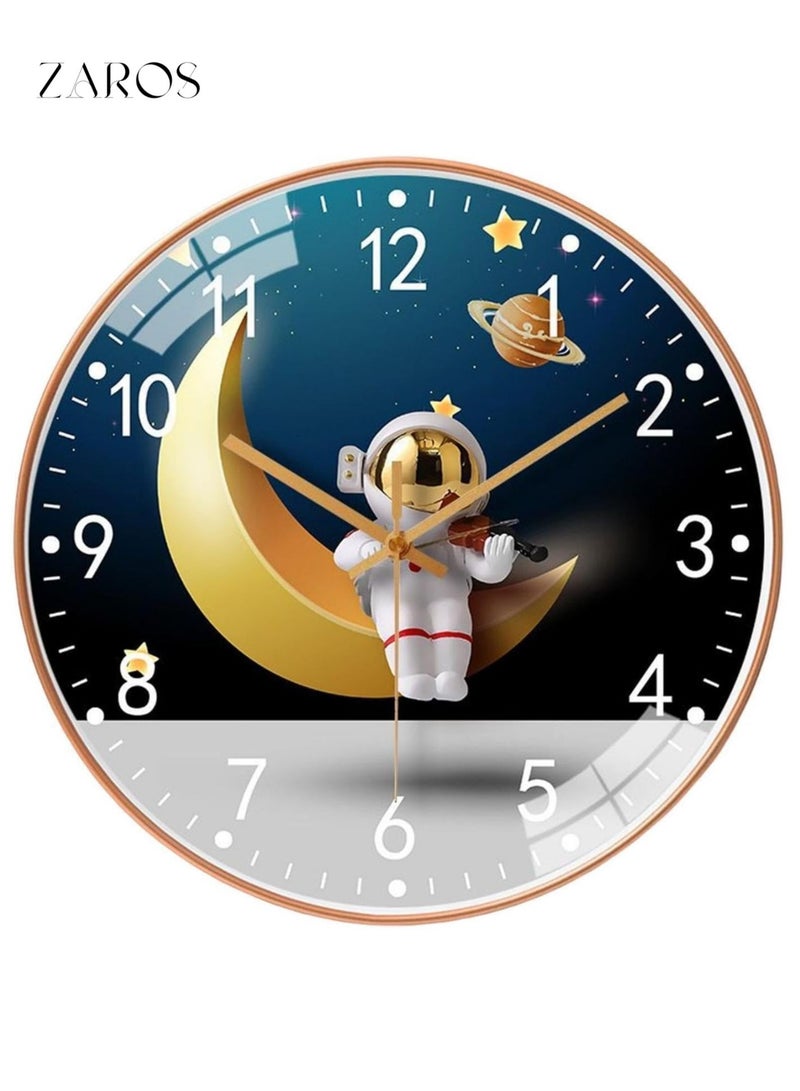 Zaros Quiet Clicking Silent Wall Clock, Exquisite Craft Non-Deforming Sweep Movement, Home ABS Astronaut Wall Clock, Home Décor, non-ticking wall clock - Image 4