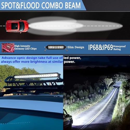 4WDKING LED Light Bar 22 inch, 100W Off Road LED Spot Flood Combo Work Light Super Bright Truck Driving Fog Lamp IP69K Waterproof for Truck Cars ATV UTV Boat - Image 2
