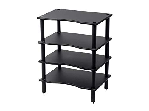 Monoprice Monolith 4 Tier Shelf Audio Stand - Open Air Storage, Modular Design, Sturdy, Compatible with Bose, Polk, Sony, Yamaha, Pioneer and Others, Black - Image 1