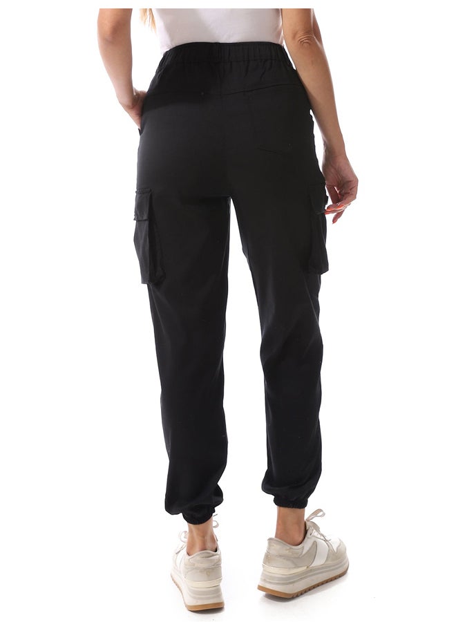 Andora Black Unisex Ribbed Cargo Pants_Black  - Image 5
