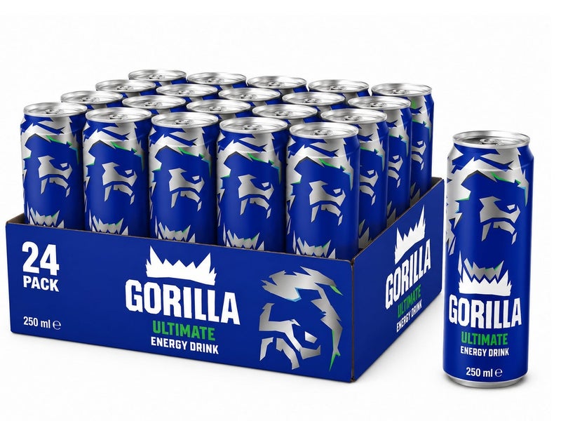 Gorilla Ultimate Energy Drink 250ml x 24 Cans – Energy Boost with Caffeine, Taurine & B Vitamins - Image 1