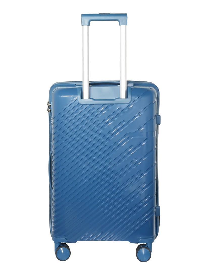 KTMC Polypropylene Luggage 24 inch Check-in Suitcases, H-8882 Pearl Blue - Image 2