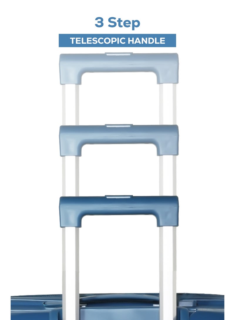 KTMC Polypropylene Luggage 24 inch Check-in Suitcases, H-8882 Pearl Blue - Image 3