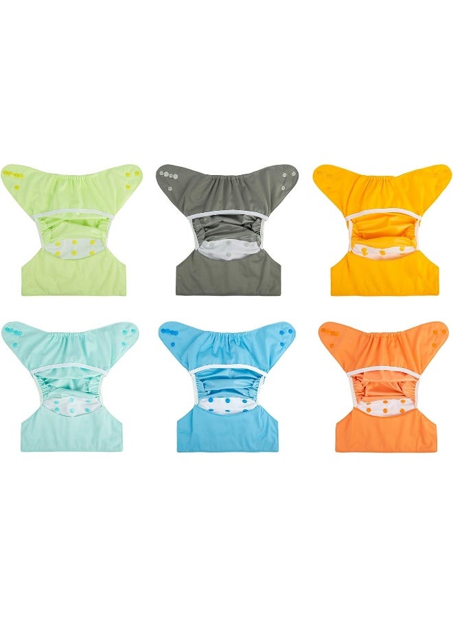 Babygoal Cloth Diaper Covers 6 Pack with Wet Bag for Fitted Diapers and Prefolds with Double Gussets, Adjustable and Reusable for Baby Boys and Girls 6DCF06 - Image 3