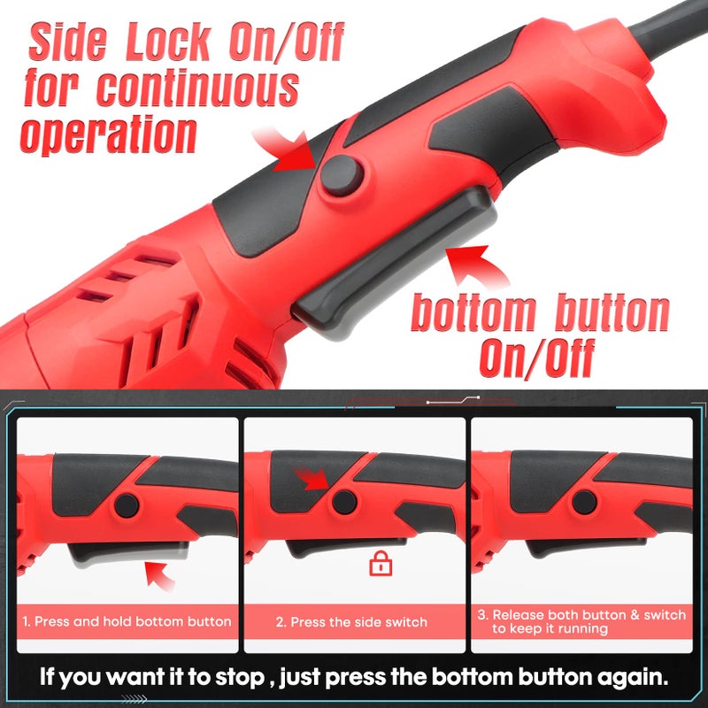 SHALL Angle Grinder Tool 7.5Amp 4-1/2 Inch, 6-Variable-Speed Grinders Power Tools, Electric Metal Grinder 12000 RPM w/ 2 Safety Guards, Cutting Wheels, Flap Discs, Non-Slip Handle for Metal/Wood - Image 5