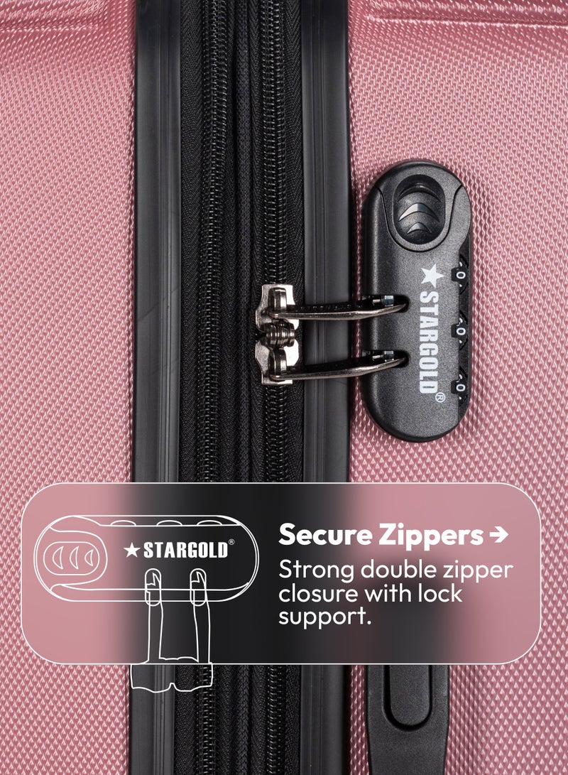 Stargold Luggage Set of 4, ABS Hard Shell Suitcase with Expandable Zipper, 360° Spinner Wheels, Number Lock, Lightweight Trolley Travel Bag - Image 4