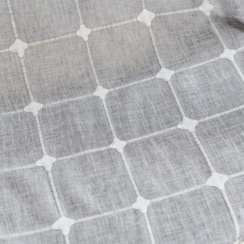 Deeprove Boho Curtains 84 Inches Long for Bedroom Kitchen  Cotton Linen Gray Plaids Embroidered Semi Blackout Bohemian Farmhouse Window Treatment Grids Drape Tassels  1 Panel W52 x L84 Grey - Image 3