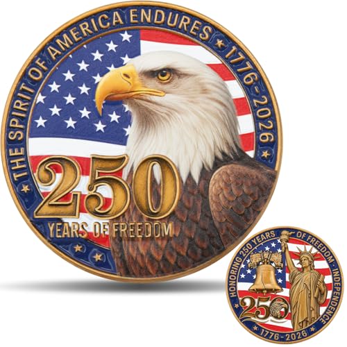 Leabet 3D Colorized 250th Anniversary of American Independence Challenge Coin 17762026 DualSided Zinc Alloy Collectible Coin with Eagle Liberty Bell - Image 1