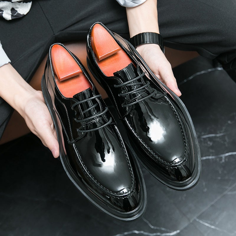 Plus Size 46 Leather Shoes Men'S Business Casual Shoes British Style Lace-Up Bright Leather Dress Derby Shoes Groom'S Wedding Shoes - Image 2