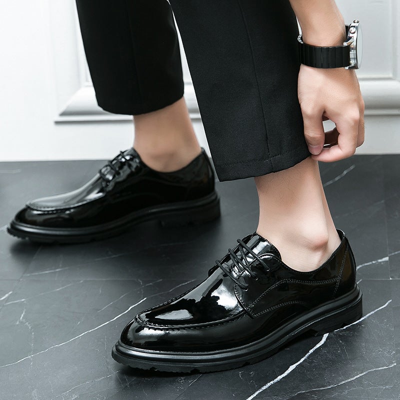 Plus Size 46 Leather Shoes Men'S Business Casual Shoes British Style Lace-Up Bright Leather Dress Derby Shoes Groom'S Wedding Shoes - Image 3
