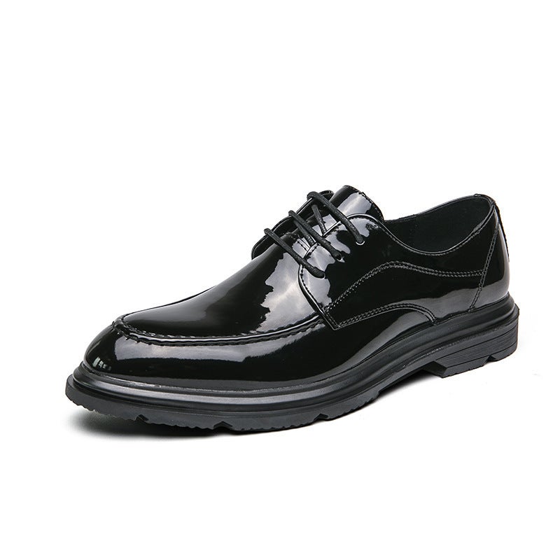 Plus Size 46 Leather Shoes Men'S Business Casual Shoes British Style Lace-Up Bright Leather Dress Derby Shoes Groom'S Wedding Shoes - Image 1