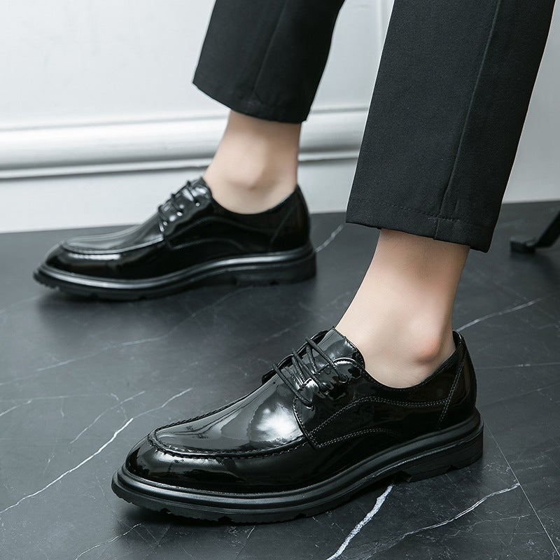 Plus Size 46 Leather Shoes Men'S Business Casual Shoes British Style Lace-Up Bright Leather Dress Derby Shoes Groom'S Wedding Shoes - Image 5