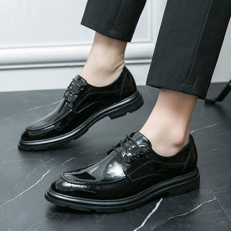 Plus Size 46 Leather Shoes Men'S Business Casual Shoes British Style Lace-Up Bright Leather Dress Derby Shoes Groom'S Wedding Shoes - Image 4