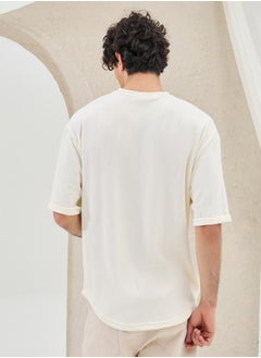 Styli Ribbed Crew Neck Oversized T-Shirt with U Hem  - Image 5