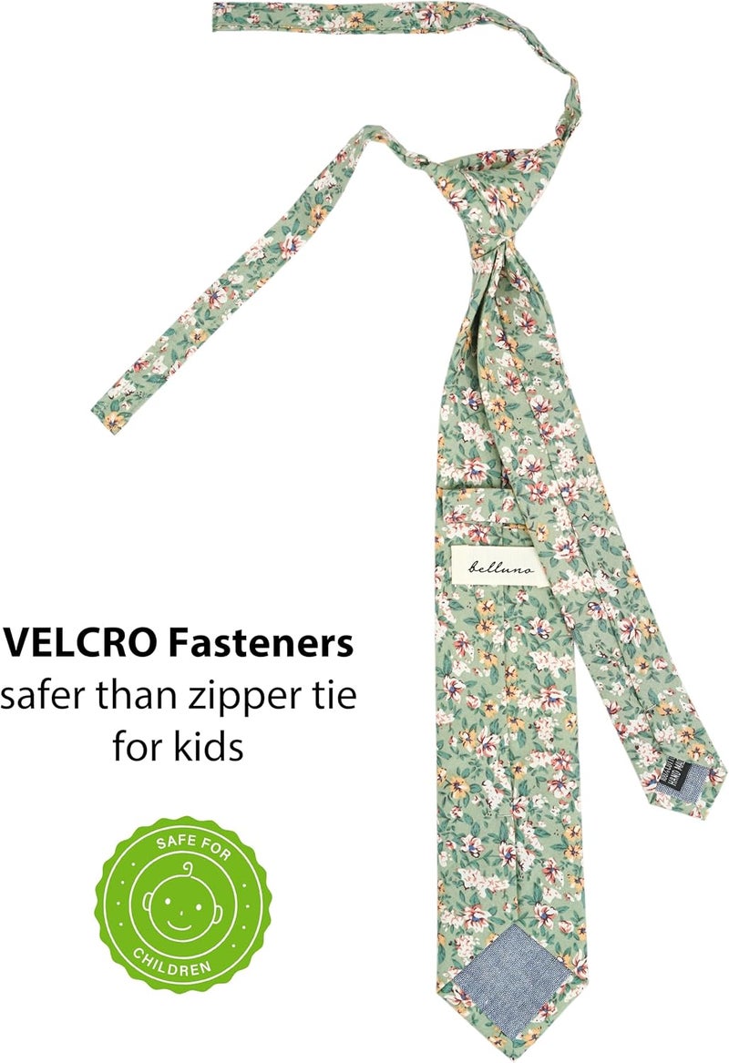 BELLUNO Boys' Floral Ties, Hook and Loop Pre-tied Flower Ties for Little Kids and Pre-teens - Image 1