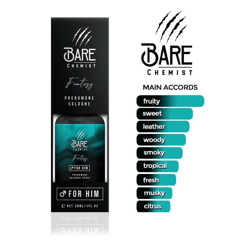 Bare Chemist Fantasy Pheromone Cologne for Him - [Long Lasting Formula] Pheromone Perfume Cologne for Men 1oz. - Blackcurrant, Pinapple, Bergamot - Image 2