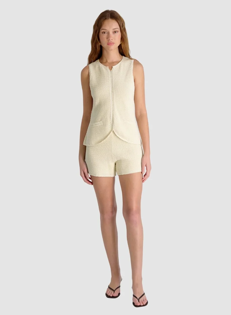 French Connection Ecru Mozart Crochet Texture V-neck Vest for Women | Best Price UAE