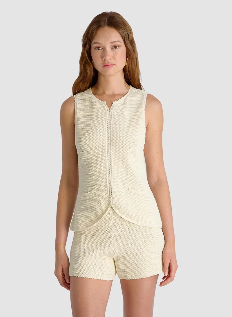 French Connection Mozart Crochet Texture V-neck Vest