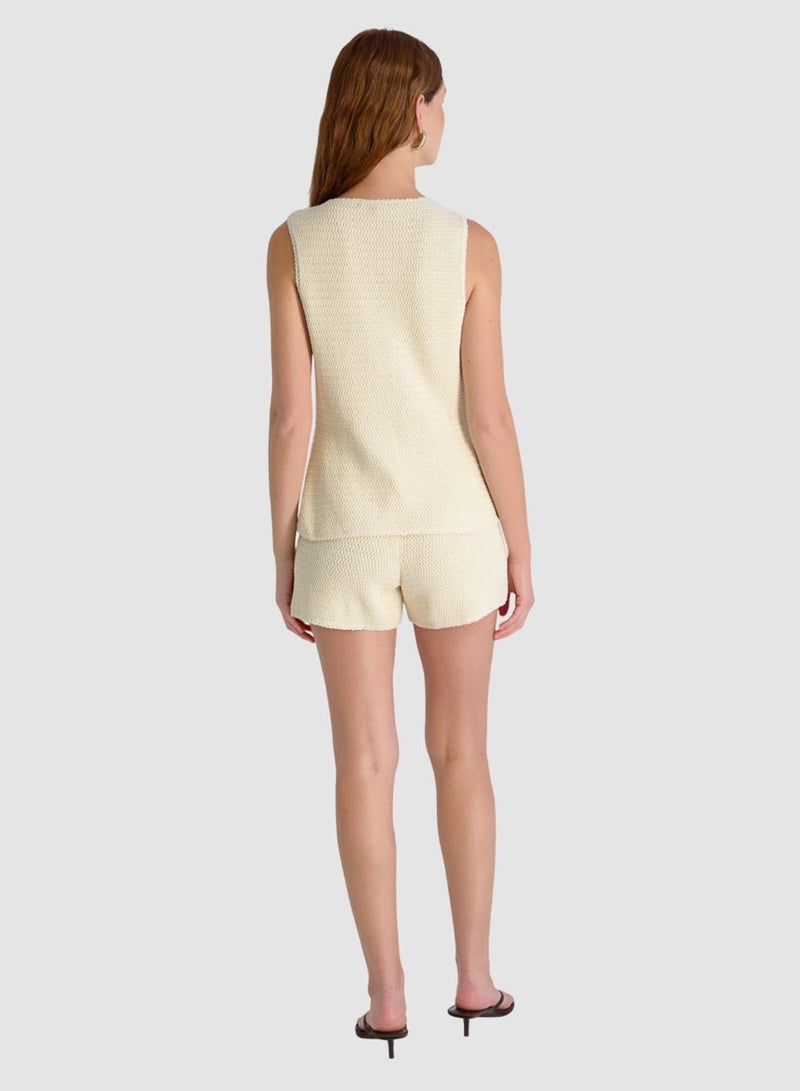 French Connection Mozart Crochet Texture V-neck Vest - Image 3