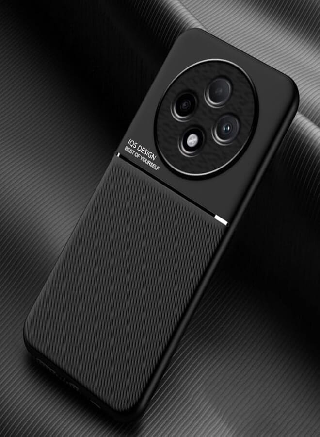 FASCINATION phone case compatible with oppo Reno 12F 5G Classic shockproof silicone soft tpu leather hard pc mobile phone Magnetic Shockproof PC + TPU Phone Case for oppo Reno 12F 5G (Black)