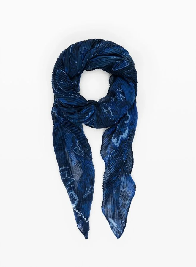 DESIGUAL PLEATED RECTANGULAR PAISLEY SCARF