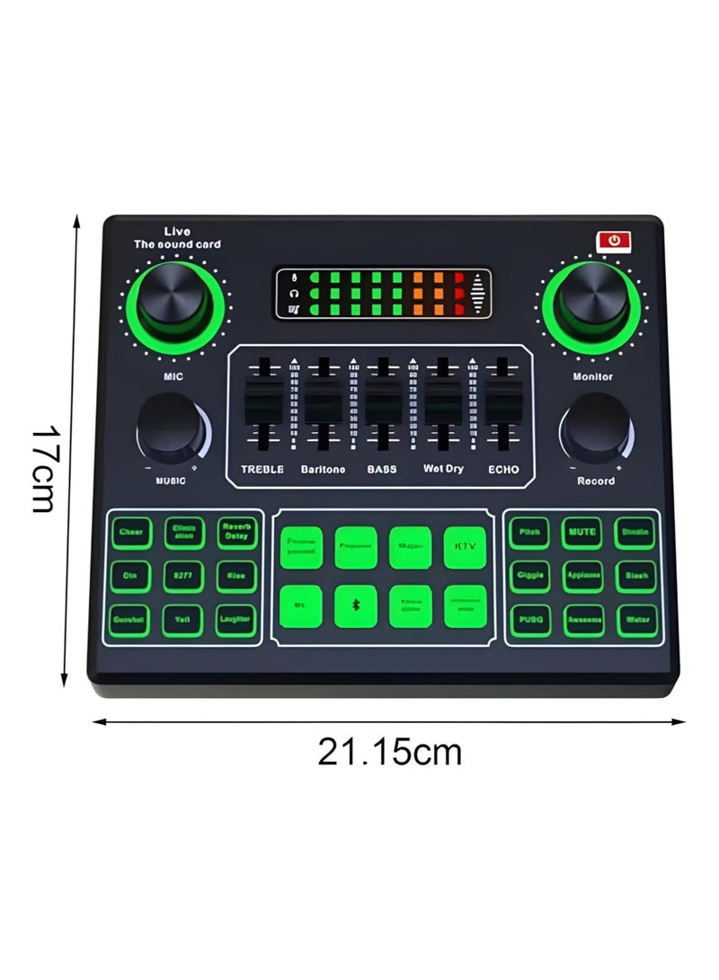 BORTONY Sound Card V9, Live Broadcast Sound Card, External Stereo Audio Mixer Broadcast Metal Frosted Body Easy Operation - Image 2