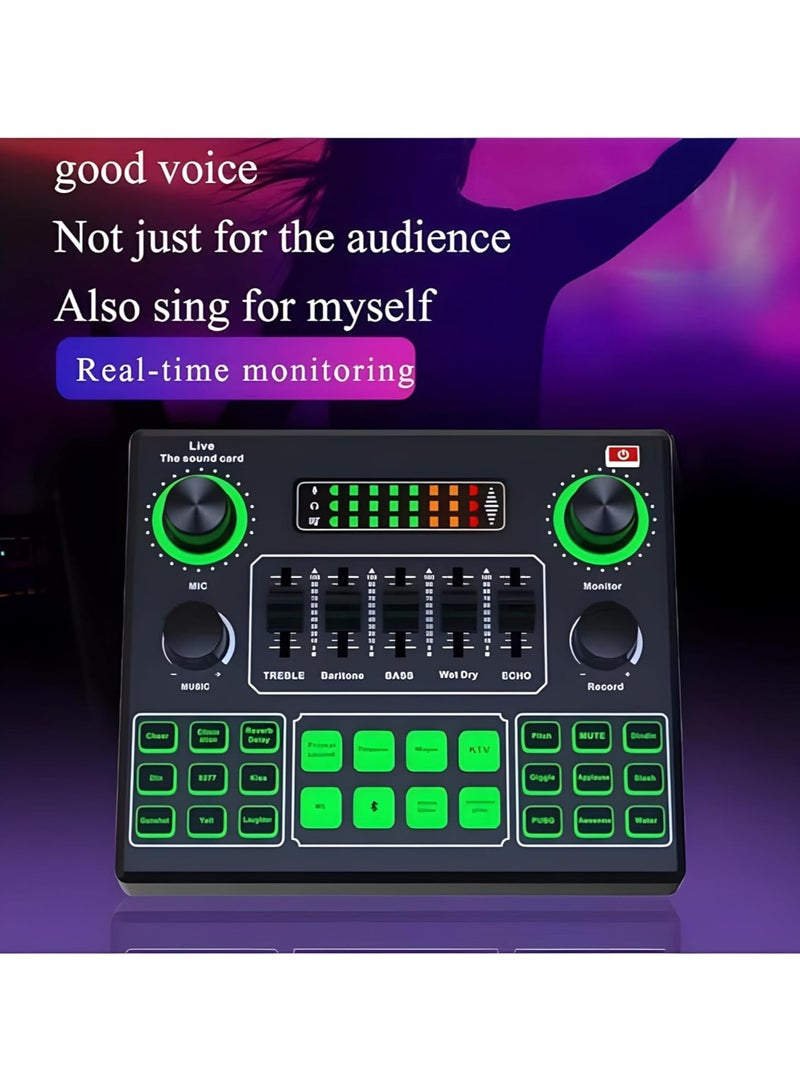 BORTONY Sound Card V9, Live Broadcast Sound Card, External Stereo Audio Mixer Broadcast Metal Frosted Body Easy Operation - Image 5