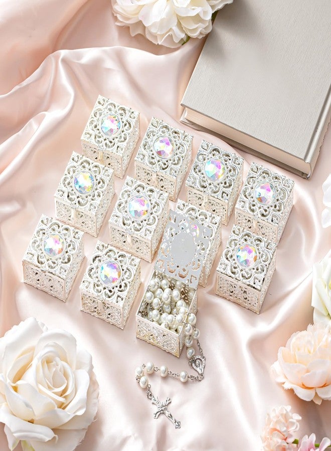 ROCEEI 24 Sets White Catholic Rosary Necklace First Communion Baptism Favors Pearl Rosary Bead with Box for Women Men Elders Christian Gift - Image 3