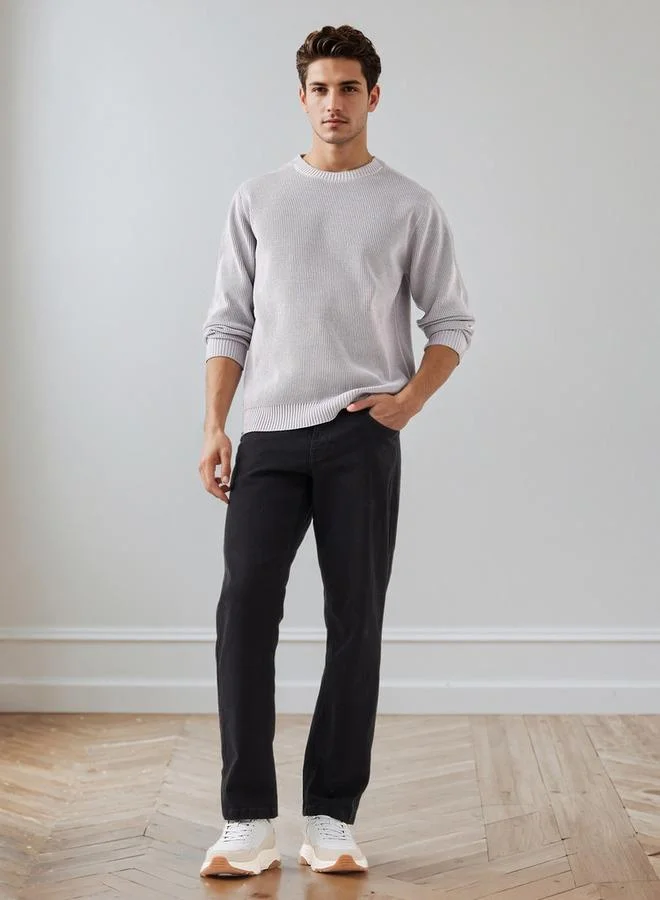 سبلاش فيڤ Men's Crew Neck Textured Sweater