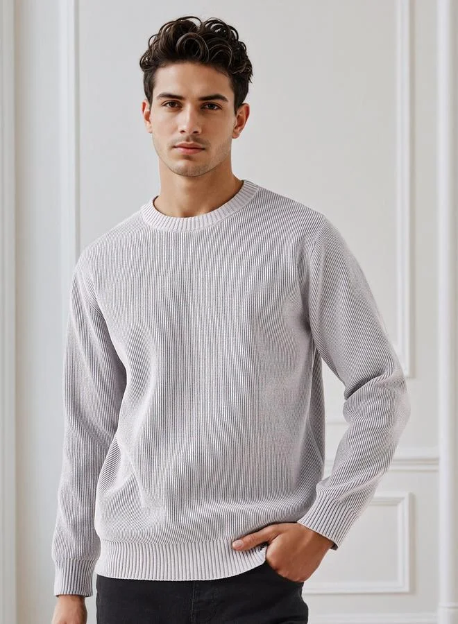 سبلاش فيڤ Men's Crew Neck Textured Sweater