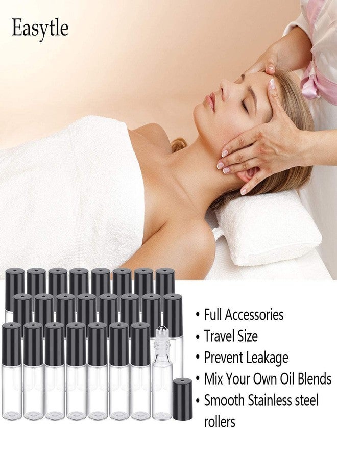 Easytle Essential Oil Roller Bottles 24 Pack 5ml Clear Glass Roller Bottles for Oils (96 Pieces Labels, 2 Opener, 4 Funnels, 4 Dropper) Roll on Bottle with Stainless Steel Roller Balls and Caps - Image 2