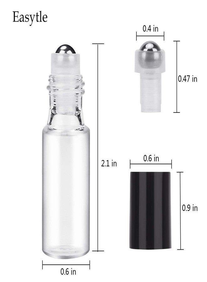 Easytle Essential Oil Roller Bottles 24 Pack 5ml Clear Glass Roller Bottles for Oils (96 Pieces Labels, 2 Opener, 4 Funnels, 4 Dropper) Roll on Bottle with Stainless Steel Roller Balls and Caps - Image 3