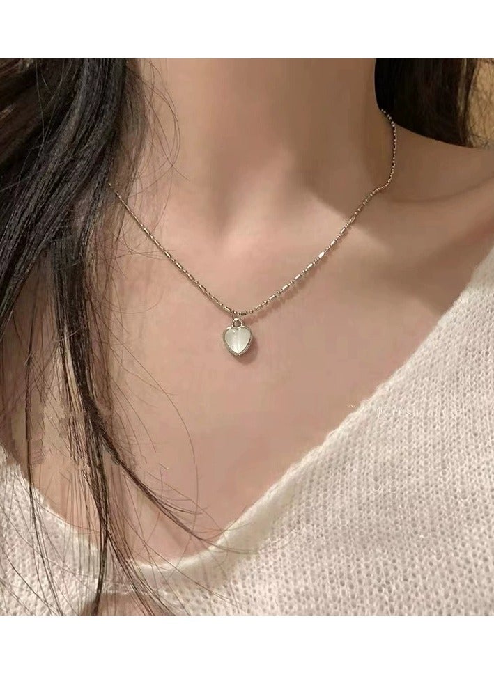جلوسكي Sweet  Fierce Heart Pendant Necklace – Versatile Collarbone Chain, Trendy Edgy Accessory for Women, Daily/Party Wear - Image 1