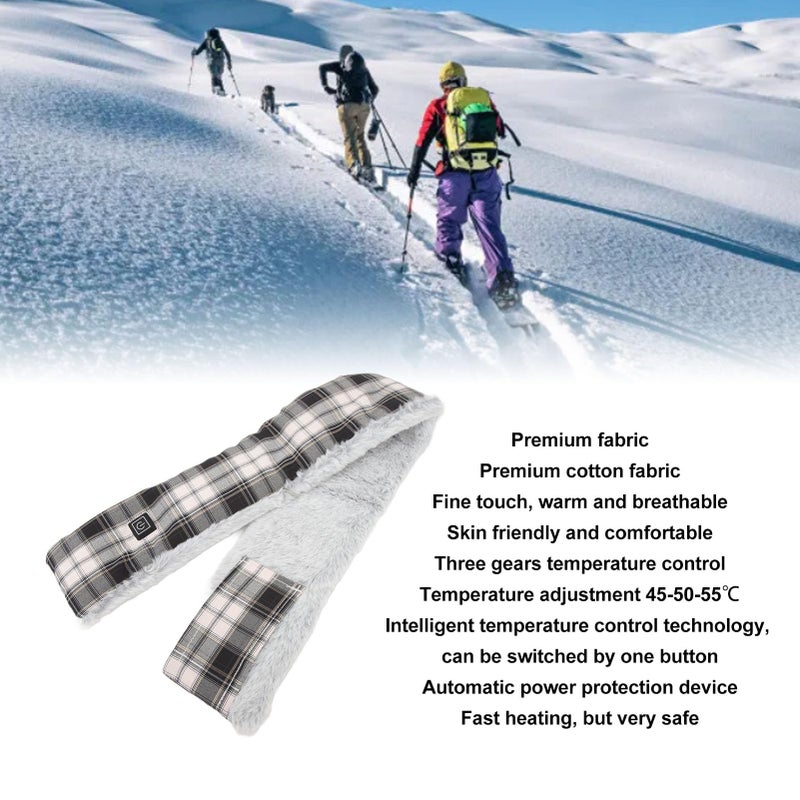 Smart Electric Heating Scarf Temperature Control Premium Fabric Winter Outdoor Sports Black White - Image 4