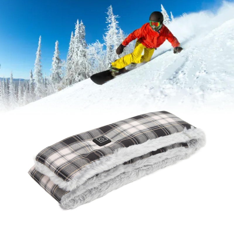 Smart Electric Heating Scarf Temperature Control Premium Fabric Winter Outdoor Sports Black White - Image 5