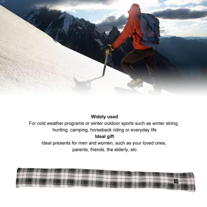 Smart Electric Heating Scarf Temperature Control Premium Fabric Winter Outdoor Sports Black White - Image 3