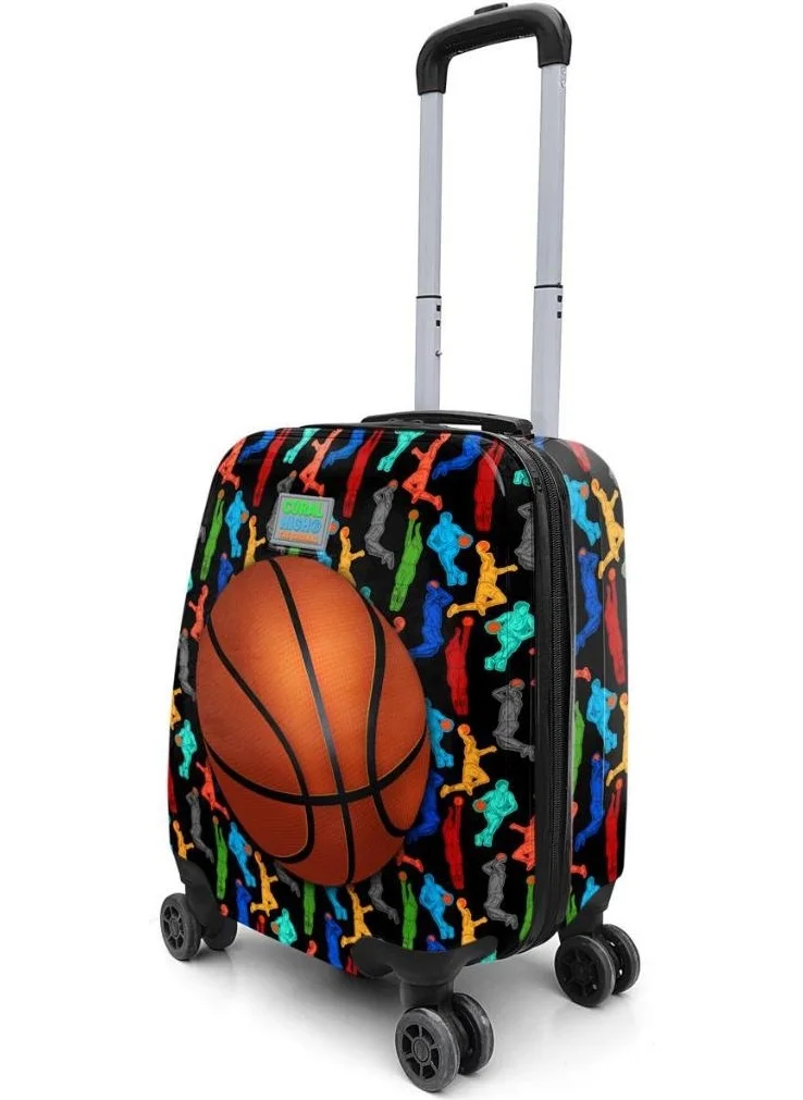 CORAL HIGH Kids Black Basketball Patterned Children's Suitcase 16745