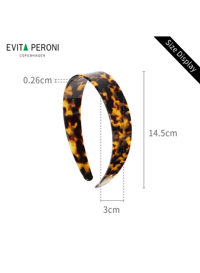 EVITA PERONI Wide Headbands for Women with Teeth Acetate Resin Hair Bands for Women's Hair No Headache Headband No Slip Hairbands-Tortoise - Image 4