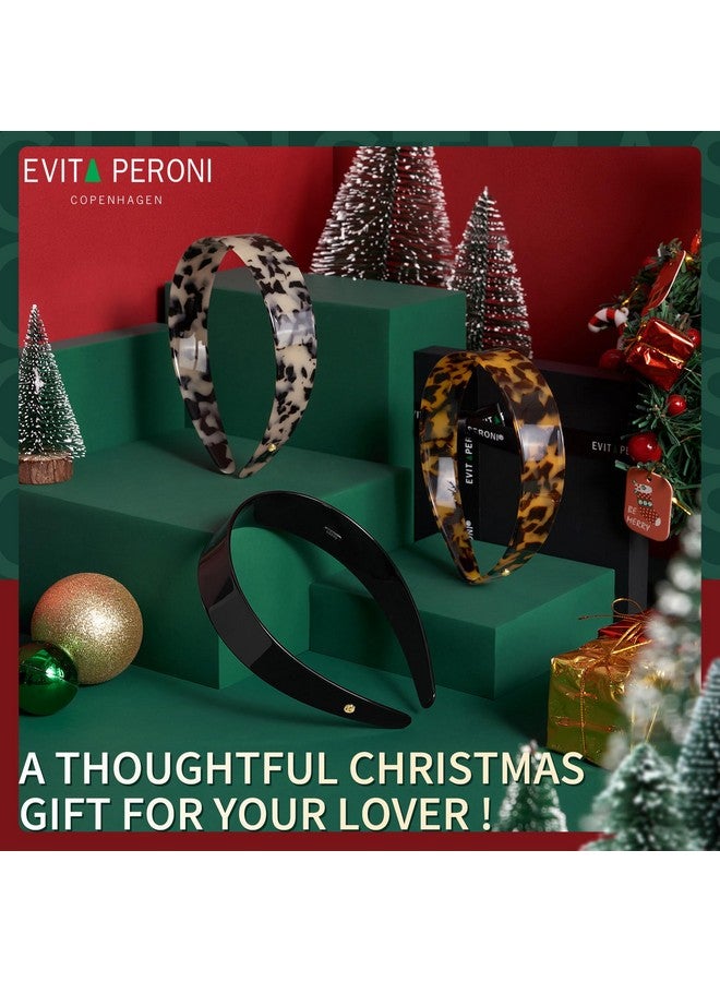 EVITA PERONI Wide Headbands for Women with Teeth Acetate Resin Hair Bands for Women's Hair No Headache Headband No Slip Hairbands-Tortoise - Image 3