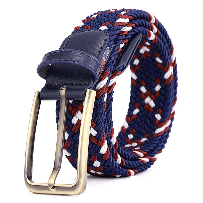 Unisex Elastic Woven Belt 39 Colors Alloy Buckle A- 296 black dark beige bordeaux - Image 2
